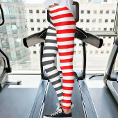 Christmas Grey Red White Stripes Sporty Women Yoga レギンス