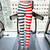 Christmas Grey Red White Stripes Sporty Women Yoga レギンス