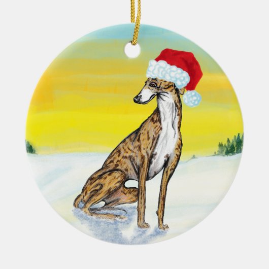 christmas greyhound セラミックオーナメント (正面)