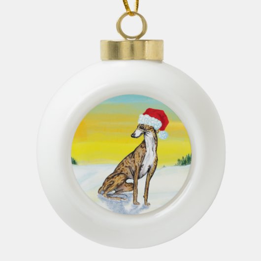 christmas greyhound セラミックボールオーナメント (正面)
