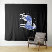 Christmas Greyhound Dog Wearing an Ugly Sweater Bl タペストリー (インサイチュ(横))