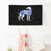 Christmas Greyhound Dog Wearing an Ugly Sweater Bl 横断幕 (インサイチュ)