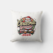 Christmas Grooves Retro Pillow: Cozy Holiday Nosta クッション (正面)