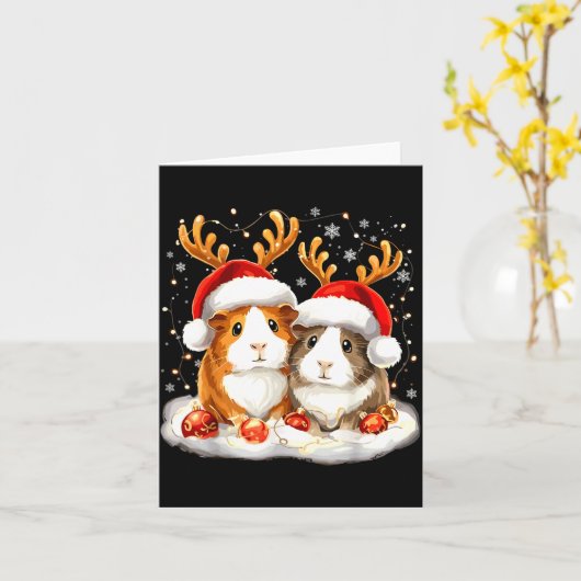 Christmas Guinea G Reindeer Xmas  カード (黄色い花)