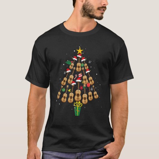 Christmas Guitar Tree Santa Hat   Music Loves Xmas Tシャツ (正面)