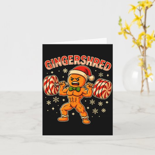 Christmas Gym Gingerbread Gingershred Xmas Workout カード (黄色い花)