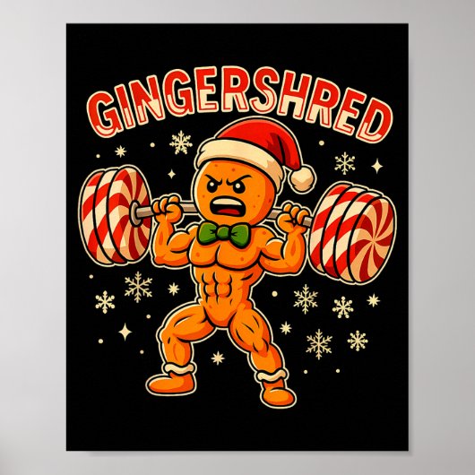 Christmas Gym Gingerbread Gingershred Xmas Workout ポスター (正面)