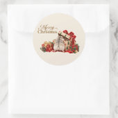 Christmas Hamster Exploring Gifts Sticker ラウンドシール (バッグ)