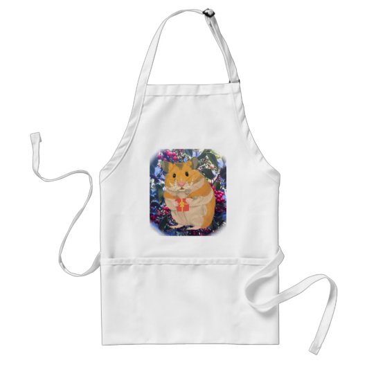 Christmas Hamster holding a gift スタンダードエプロン (正面)