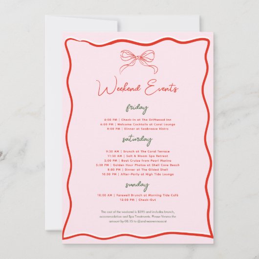 Christmas Hand Drawn Bachelorette Weekend 招待状 (裏面)