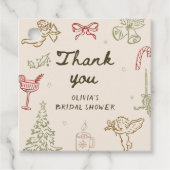 Christmas Hand Drawn Bridal Shower フェイバータグ (正面)