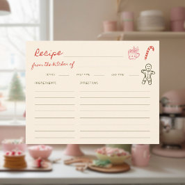 Christmas Hand Drawn Bridal Shower Recipe エンクロージャーカード