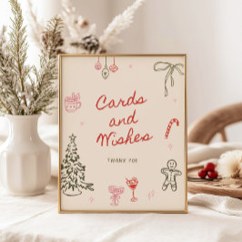 Christmas Hand Drawn Cards and Wishes ポスター