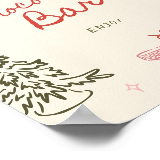 Christmas Hand Drawn Hot Chocolate Bar ポスター (角)