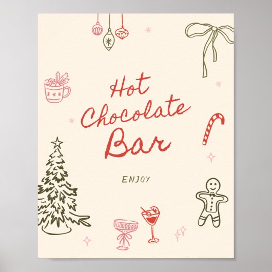 Christmas Hand Drawn Hot Chocolate Bar ポスター (正面)