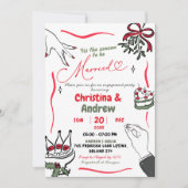Christmas Hand Drawn Married Engagement Party 招待状 (正面)