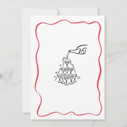 Christmas Hand Drawn Red Bow We're Engaged Party 招待状 (裏面)