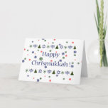 Christmas Hanukkah Combo Greeting Card シーズンカード<br><div class="desc">Happy Chrismukkah! Or was it, Merry Chanumas? Either way, if you are one of the millions who have 2 winter holidays at your house, here's a great greeting card for your! Decorated in red, green, and blue with stars of David, Christmas trees, Chanukah Menorahs and snow flakes! Blank inside for...</div>