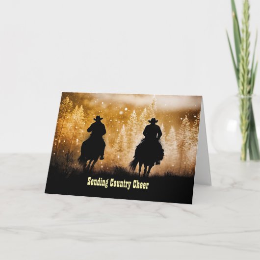 Christmas Happy Holidays Country Western Cowboys カード (正面)