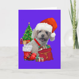 Christmas Happy Holidays Poodle Greeting Card カード