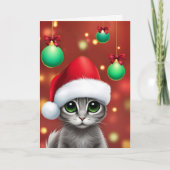 Christmas Happy Holidays with Cute Cat  カード (正面)