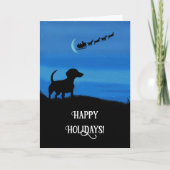 Christmas Happy Holidays with Cute Dachshund カード (正面)