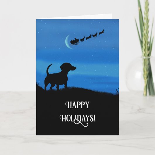 Christmas Happy Holidays with Cute Dachshund カード (正面)