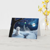 Christmas Happy Holidays with Great Pyrenees Dog  カード (黄色い花)