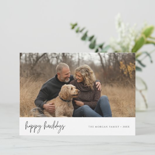 Christmas Happy Howlidays犬とのカップル写真 シーズンカード (スタンド正面)