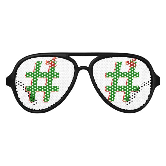 #Christmas #HASHTAG – ハッシュラベル記号 アビエーターサングラス (正面)