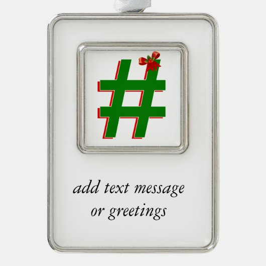 #Christmas #HASHTAG – ハッシュラベル記号 シルバープレートフレームオーナメント (正面)