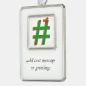 #Christmas #HASHTAG – ハッシュラベル記号 シルバープレートフレームオーナメント (左)