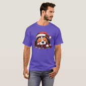 Christmas Hat Christmas Fairy Lights Beagle family Tシャツ (正面フル)