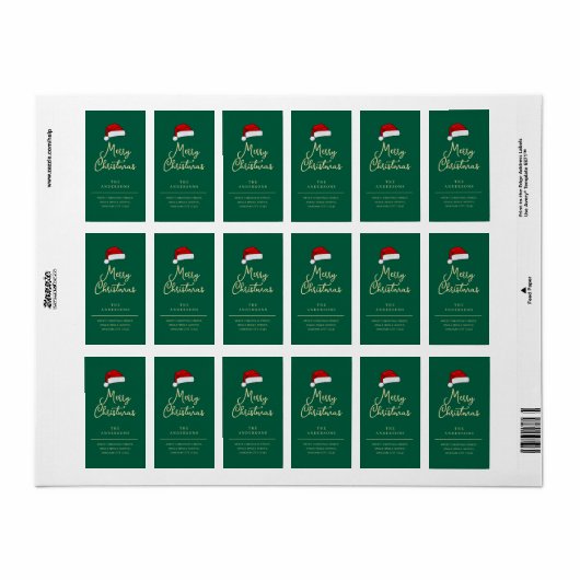 Christmas Hat Elegant Simple Return Address ラベル (フルシート)