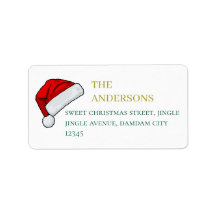 Christmas Hat Elegant Simple Return Address