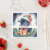 Christmas Hat Festive Crow - スタンダードカクテルナプキン (インサイチュ)