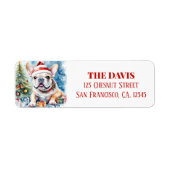 Christmas Hat Festive French Bulldog ラベル (正面)