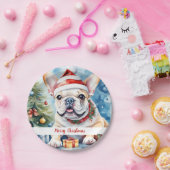 Christmas Hat Festive French Bulldog Paper Plates ペーパープレート (パーティー)
