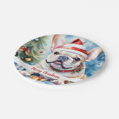 Christmas Hat Festive French Bulldog Paper Plates ペーパープレート (アングル)