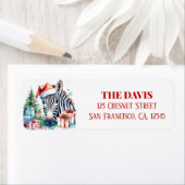 Christmas Hat Festive Zebra ラベル (インサイチュ)