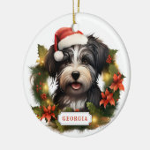 Christmas Havanese Ceramic Circle Ornament セラミックオーナメント (左)