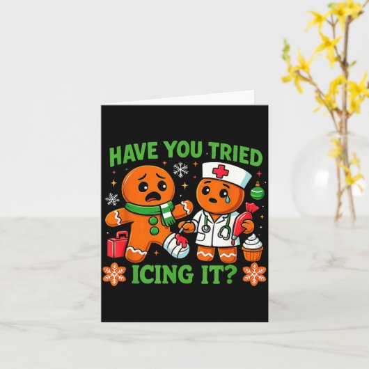 Christmas Have You Tried Icing It Gingerbread Icu  カード (黄色い花)