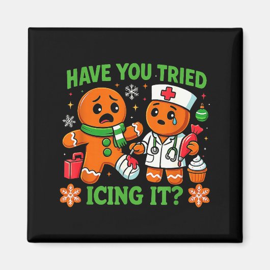 Christmas Have You Tried Icing It Gingerbread Icu  マグネット (正面)