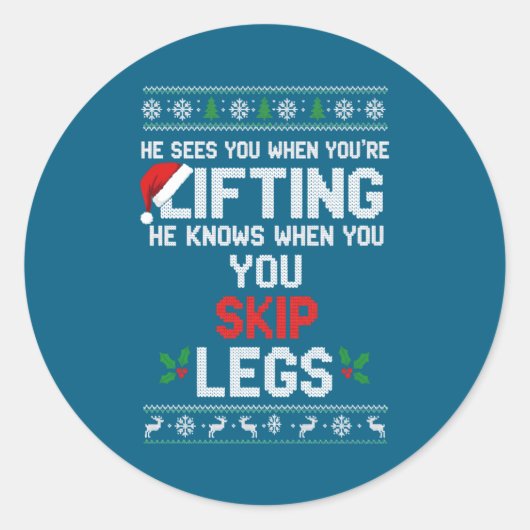 Christmas He Sees You When You're Lifting He Knows ラウンドシール (正面)