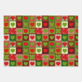 Christmas Hearts Patchwork Quilt Wrapping Sheets  ラッピングペーパーシート (正面3)