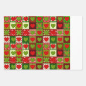 Christmas Hearts Patchwork Quilt Wrapping Sheets  ラッピングペーパーシート (正面2)