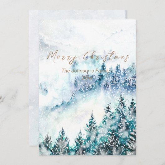 Christmas  heavy snow pine forest 2 card 招待状 (正面/裏面)