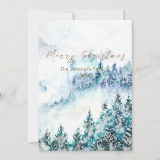 Christmas heavy snow pine forest 2 card 招待状