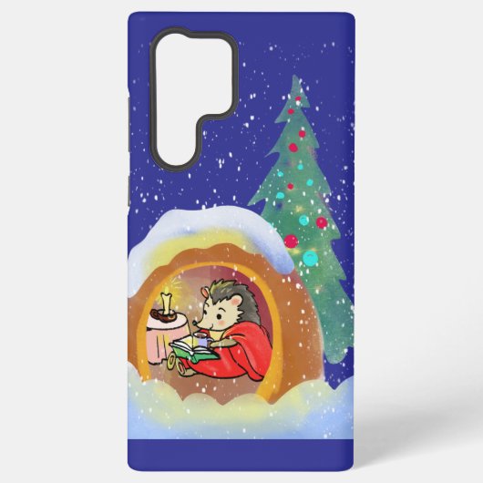 Christmas hedgehog and Christmas tree Samsung Galaxyケース (裏面)