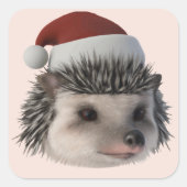 Christmas Hedgehog Or Opossum Wearing Santa Costum スクエアシール (正面)